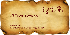 Árva Herman névjegykártya